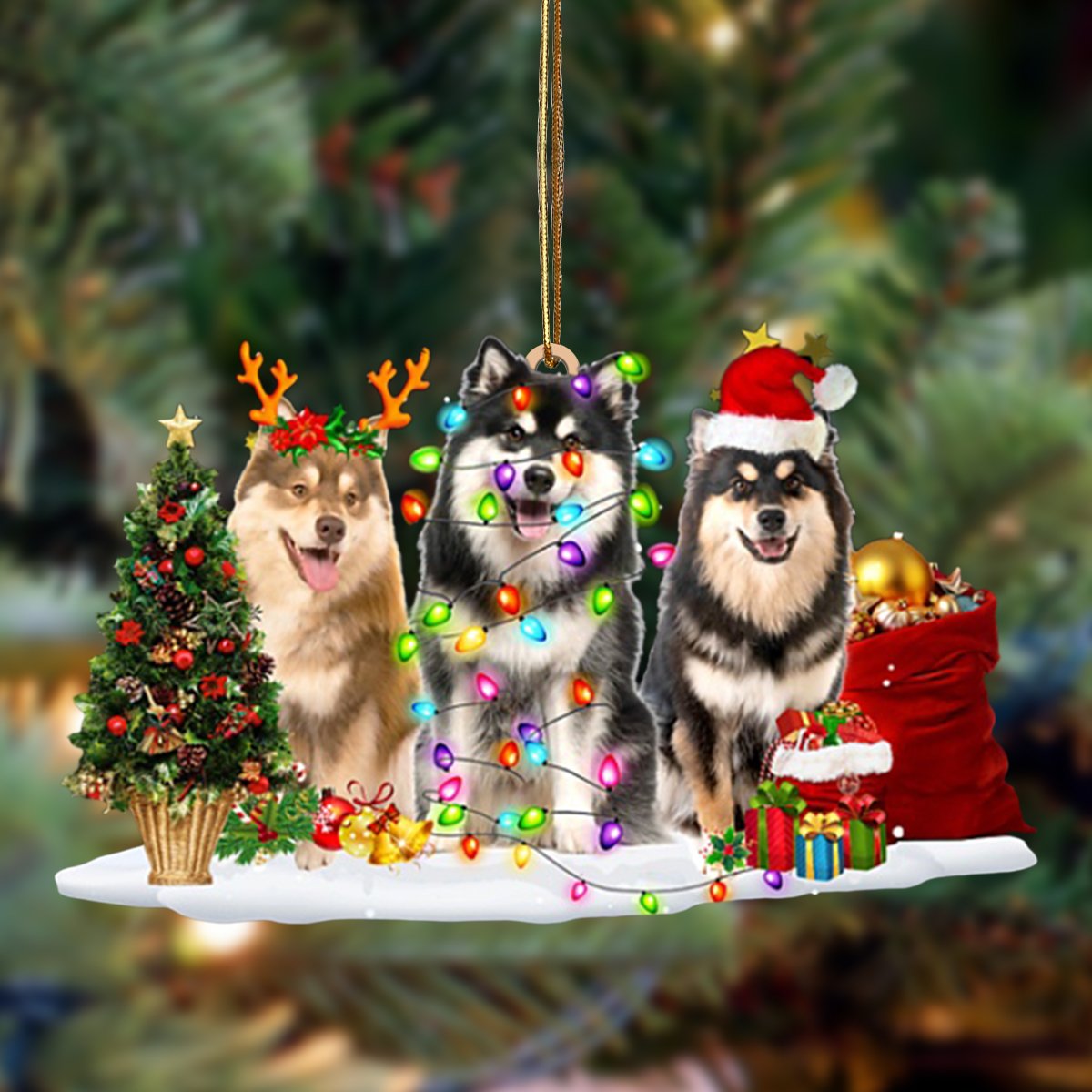 Ornament- Finnish Lapphund-Christmas Dog Friends Hanging Ornament, Happy Christmas Ornament, Car Ornament - Best gifts your whole family