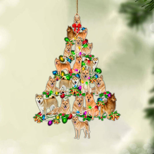 Ornament- Finnish Spitz-Christmas Tree Lights-Two Sided Ornament, Happy Christmas Ornament, Car Ornament - Best gifts your whole family