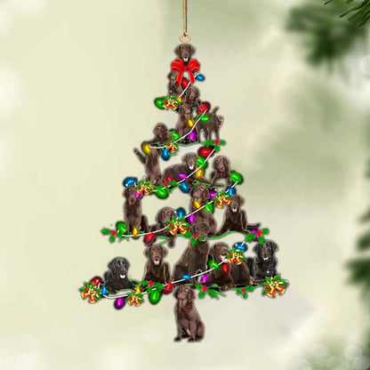 Ornament- Flat Coated Retriever-Christmas Tree Lights-Two Sided Ornament, Christmas Ornament, Car Ornament - Best gifts your whole family