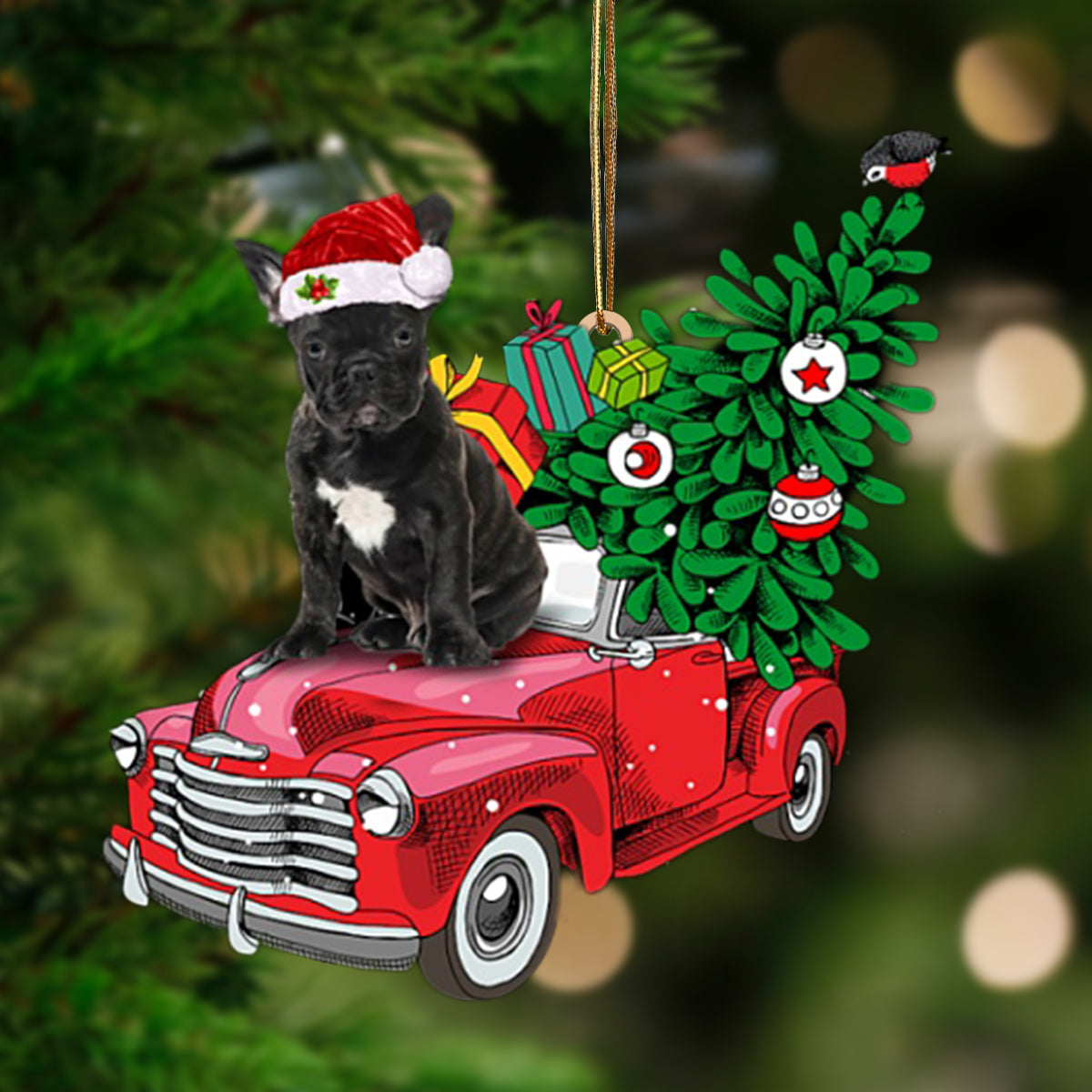 Ornament- French Bulldog 1-Pine Truck Hanging Ornament, Happy Christmas Ornament, Car Ornament - Best gifts your whole family