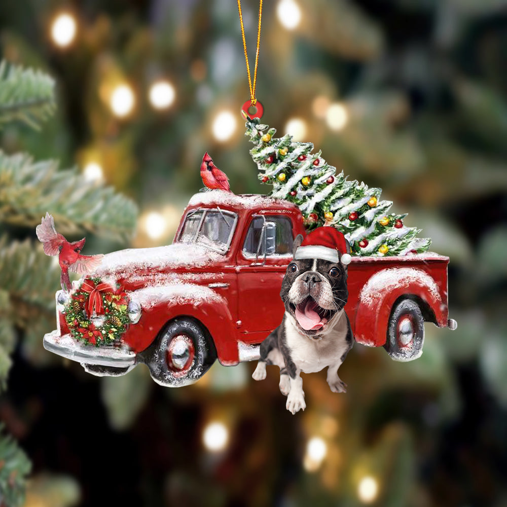 Ornament- French Bulldog 2-Cardinal & Truck Two Sided Ornament, Happy Christmas Ornament, Car Ornament - Best gifts your whole family