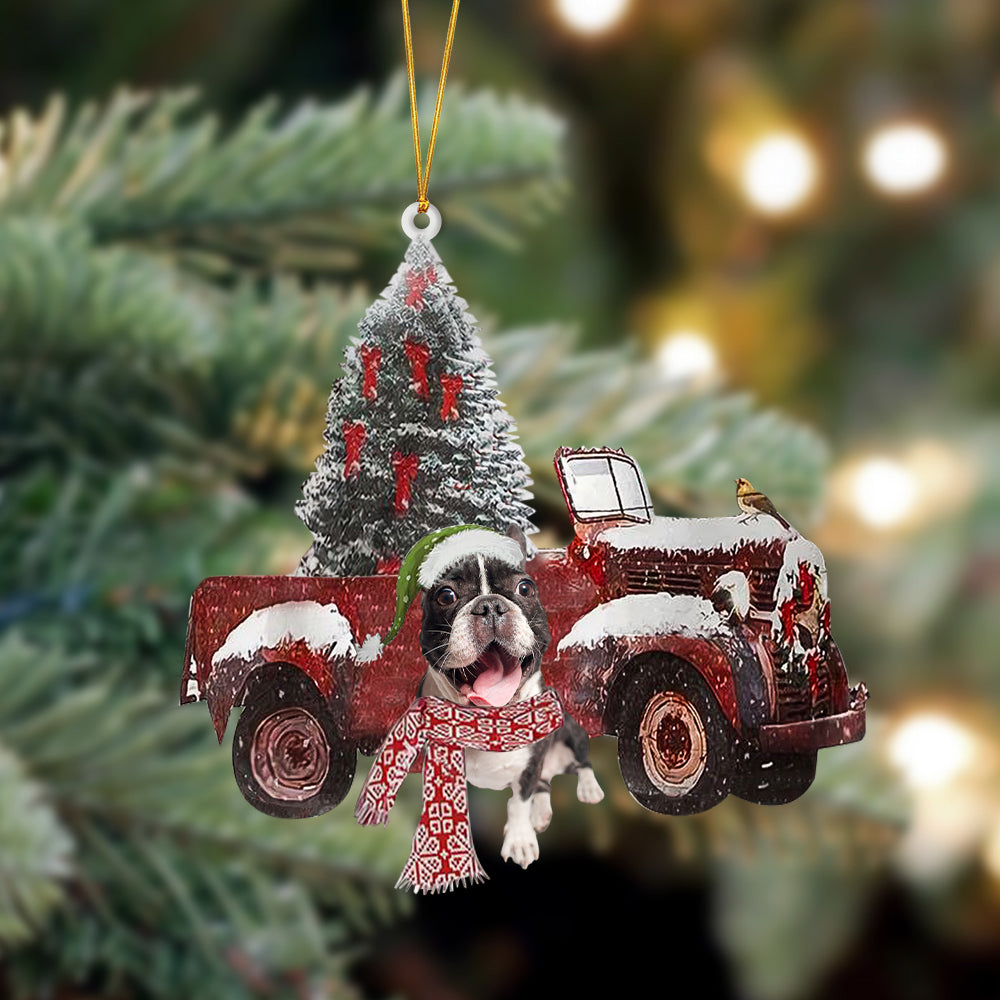 Ornament- French Bulldog 2-Christmas Truck Two Sided Ornament, Happy Christmas Ornament, Car Ornament - Best gifts your whole family