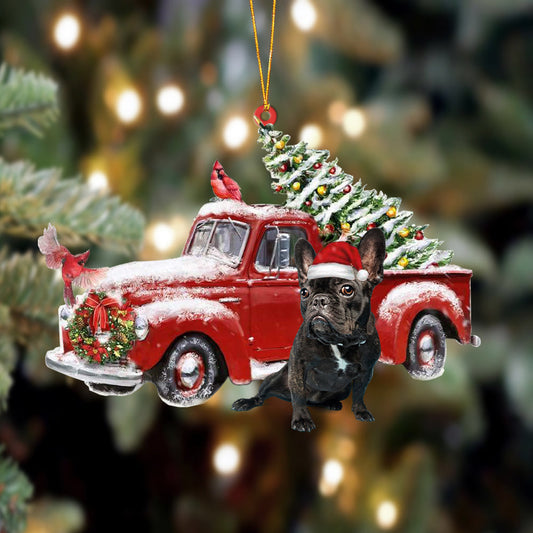 Ornament- French Bulldog 4-Cardinal & Truck Two Sided Ornament, Happy Christmas Ornament, Car Ornament - Best gifts your whole family