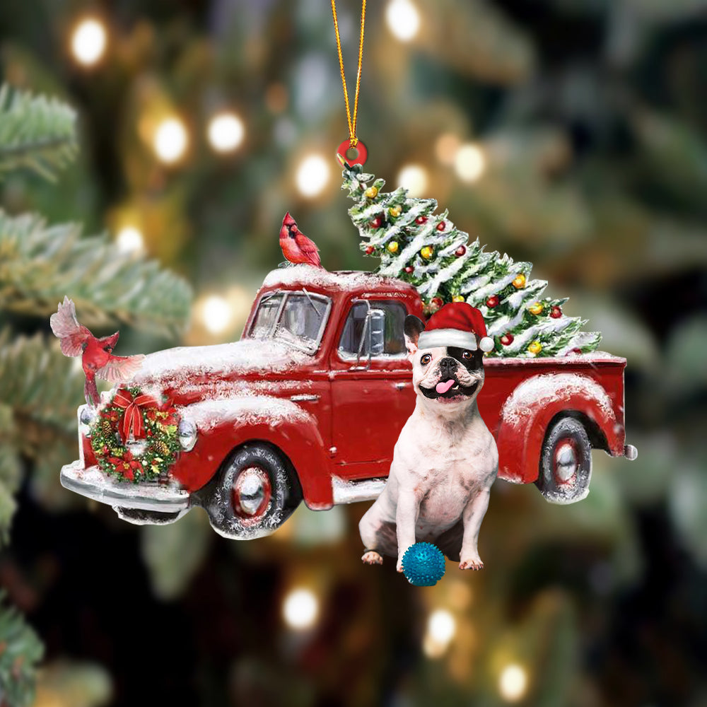 Ornament- French Bulldog 6-Cardinal & Truck Two Sided Ornament, Happy Christmas Ornament, Car Ornament - Best gifts your whole family
