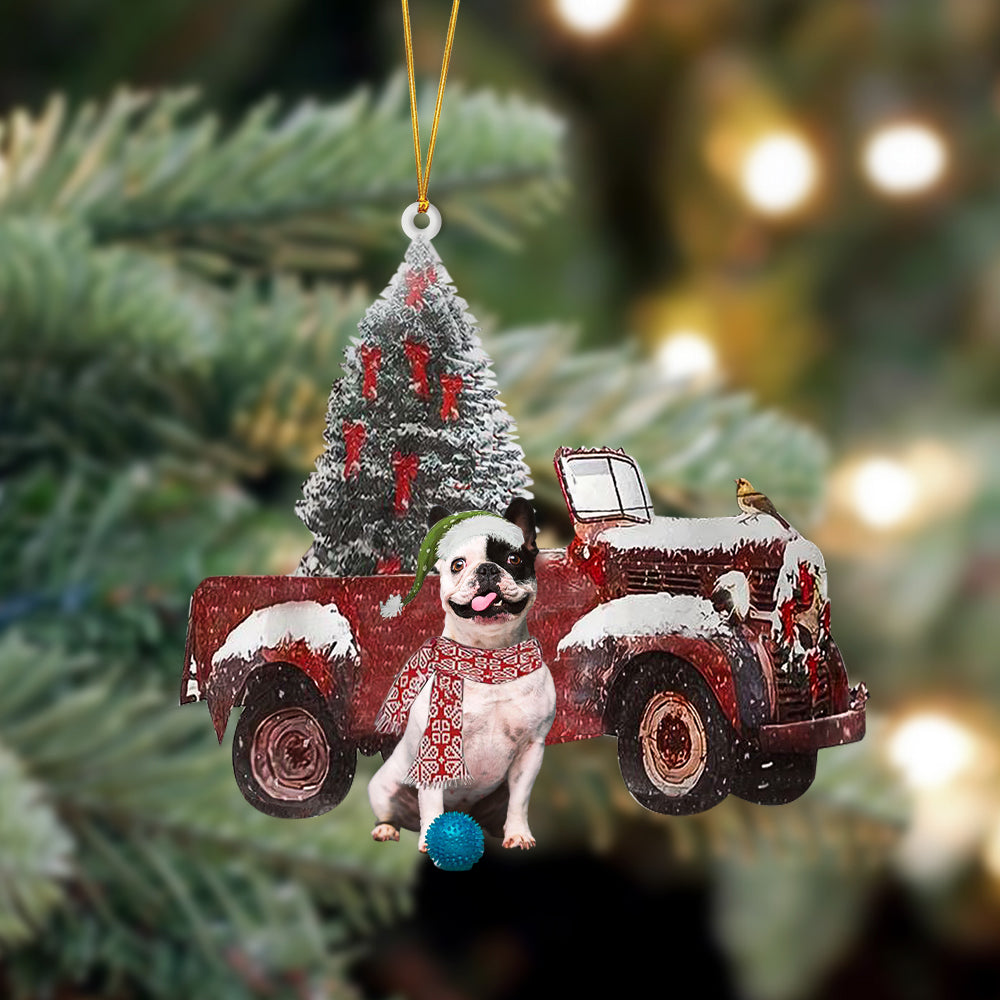 Ornament- French Bulldog 6-Christmas Truck Two Sided Ornament, Happy Christmas Ornament, Car Ornament - Best gifts your whole family