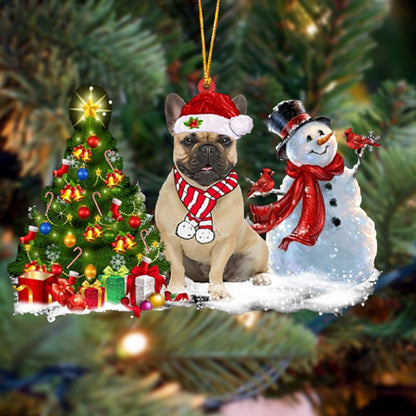 Ornament- French Bulldog Christmas Snow Hanging Ornament Dog Ornament, Car Ornament, Christmas Ornament - Best gifts your whole family