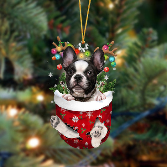 Ornament- French Bulldog-In Christmas Pocket Two Sides Ornament, Happy Christmas Ornament, Car Ornament - Best gifts your whole family
