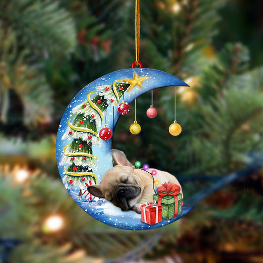 Ornament- French Bulldog-Sleep On The Moon Christmas Two Sided Ornament, Christmas Ornament, Car Ornament - Best gifts your whole family