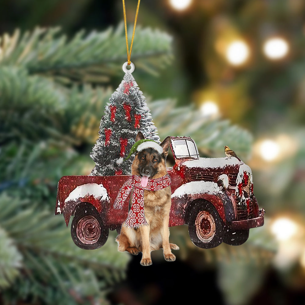 Ornament- German shepherd 2-Christmas Truck Two Sided Ornament, Happy Christmas Ornament, Car Ornament - Best gifts your whole family