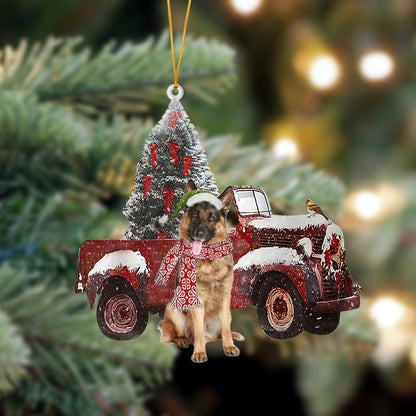 Ornament- German shepherd 2-Christmas Truck Two Sided Ornament, Happy Christmas Ornament, Car Ornament - Best gifts your whole family