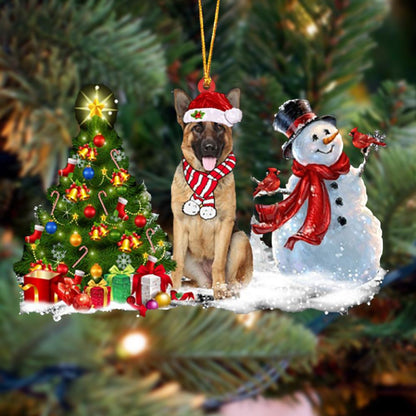Ornament- German Shepherd Christmas Snow Hanging Ornament Dog Ornament, Car Ornament, Christmas Ornament - Best gifts your whole family