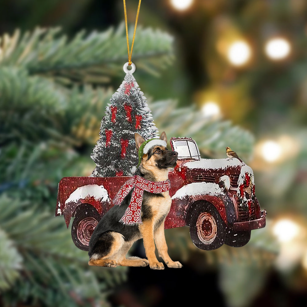 Ornament- German Shepherd-Christmas Truck Two Sided Ornament, Happy Christmas Ornament, Car Ornament - Best gifts your whole family
