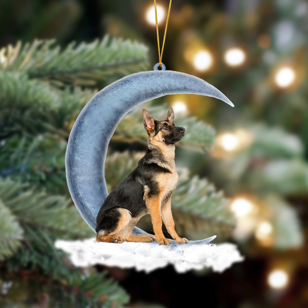 Ornament- German Shepherd Sits On The Moon Hanging Ornament Dog Ornament, Car Ornament, Christmas Ornament - Best gifts your whole family