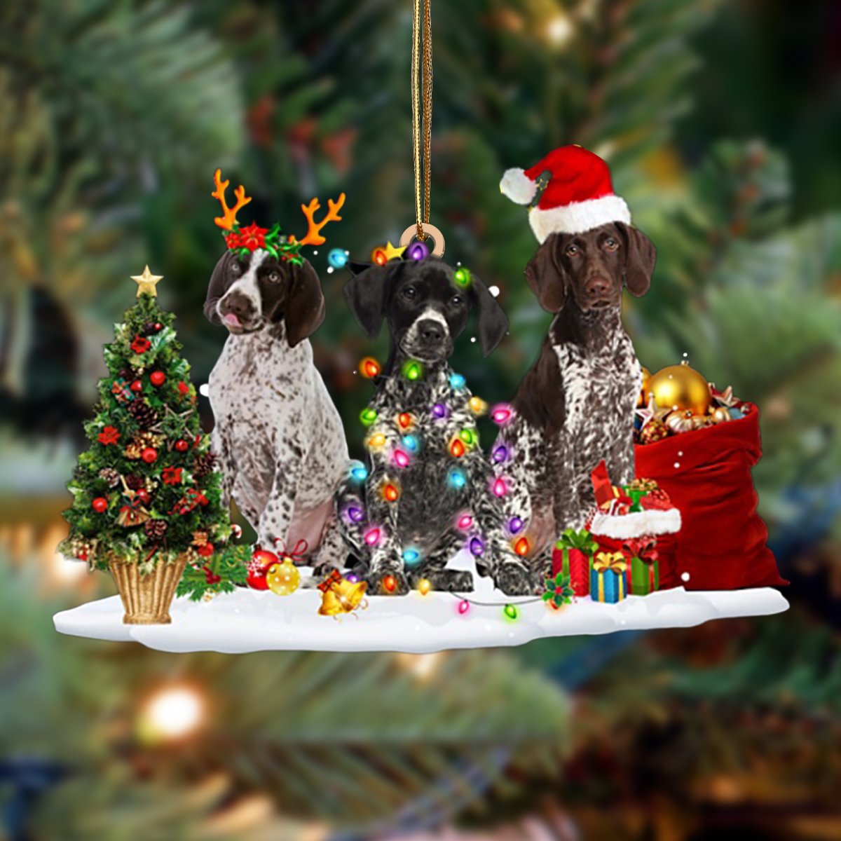 Ornament- German Shorthaired Pointer-Christmas Dog Friends Hanging Ornament, Christmas Ornament, Car Ornament - Best gifts your whole family