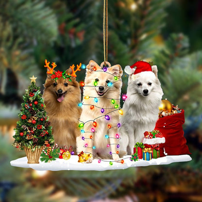 Ornament- German Spitz-Christmas Dog Friends Hanging Ornament, Happy Christmas Ornament, Car Ornament - Best gifts your whole family