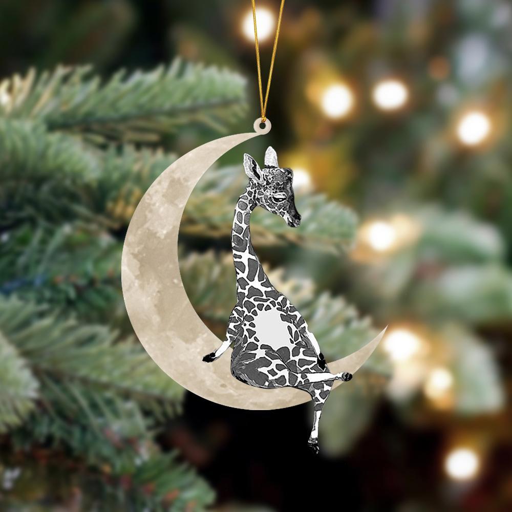 Ornament- Giraffe Sits On The Moon Hanging Ornament Dog Ornament, Car Ornament, Christmas Ornament - Best gifts your whole family