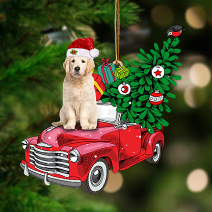 Ornament- Golden Retriever 1-Pine Truck Hanging Ornament, Happy Christmas Ornament, Car Ornament - Best gifts your whole family