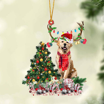 Ornament- Golden Retriever 2-Christmas Tree Gift Hanging Ornament, Happy Christmas Ornament, Car Ornament - Best gifts your whole family