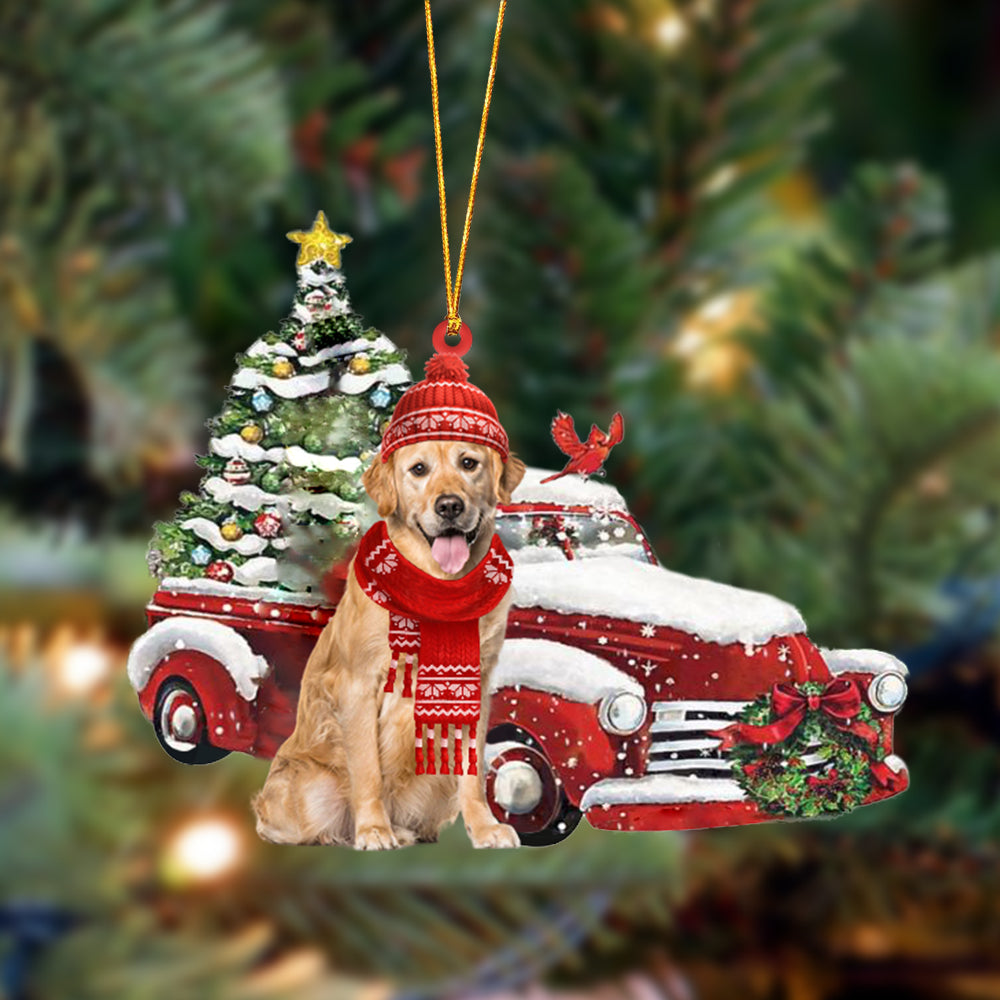 Ornament- Golden Retriever-Christmas Car Two Sided Ornament, Happy Christmas Ornament, Car Ornament - Best gifts your whole family