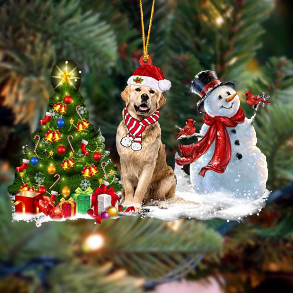 Ornament- Golden Retriever Christmas Snow Hanging Ornament Dog Ornament, Car Ornament, Christmas Ornament - Best gifts your whole family