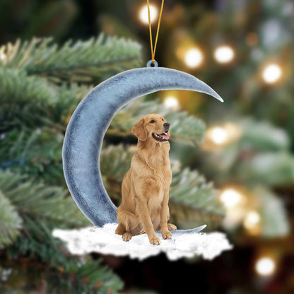 Ornament- Golden Retriever Sits On The Moon Hanging Ornament Dog Ornament, Car Ornament, Christmas Ornament - Best gifts your whole family