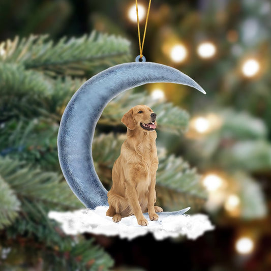 Ornament- Golden Retriever Sits On The Moon Hanging Ornament Dog Ornament, Car Ornament, Christmas Ornament - Best gifts your whole family