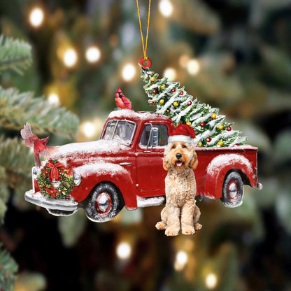 Ornament- Goldendoodle 2-Cardinal & Truck Two Sided Ornament, Happy Christmas Ornament, Car Ornament - Best gifts your whole family
