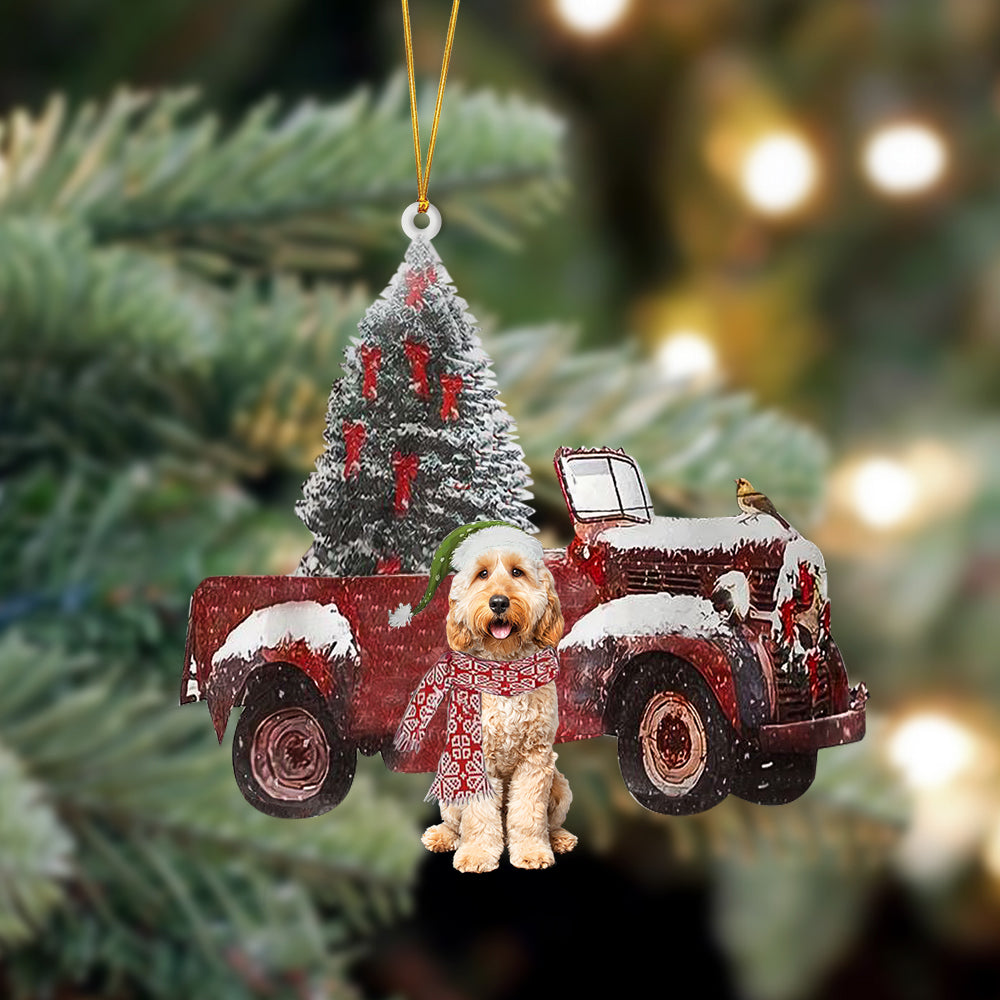 Ornament- Goldendoodle 2-Christmas Truck Two Sided Ornament, Happy Christmas Ornament, Car Ornament - Best gifts your whole family