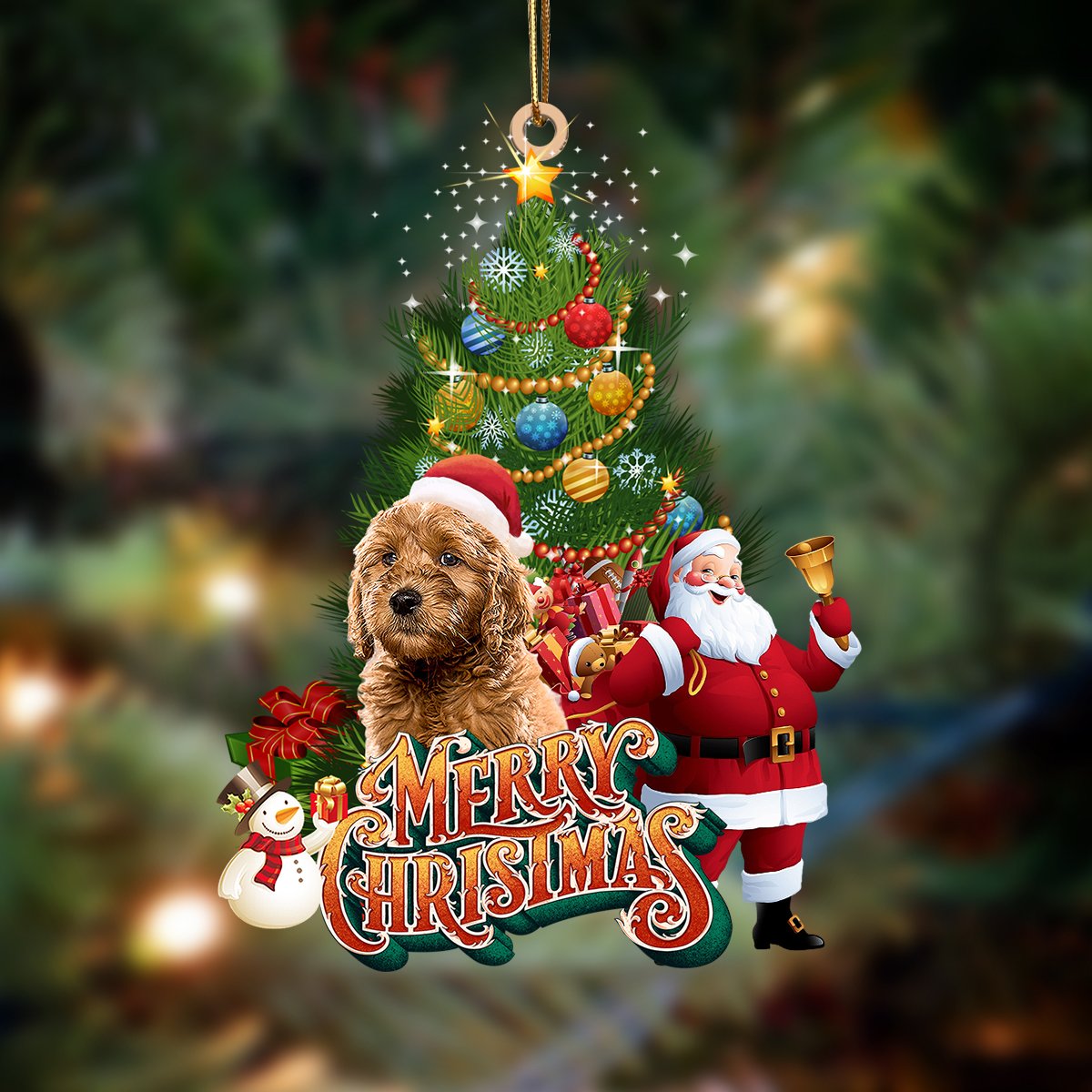 Ornament- Goldendoodle-Christmas Tree&Dog Hanging Ornament, Happy Christmas Ornament, Car Ornament - Best gifts your whole family