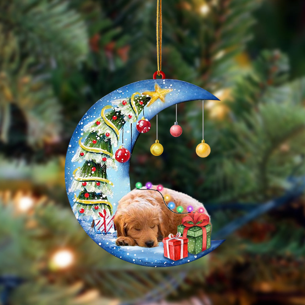 Ornament- Goldendoodle-Sleep On The Moon Christmas Two Sided Ornament, Happy Christmas Ornament, Car Ornament - Best gifts your whole family