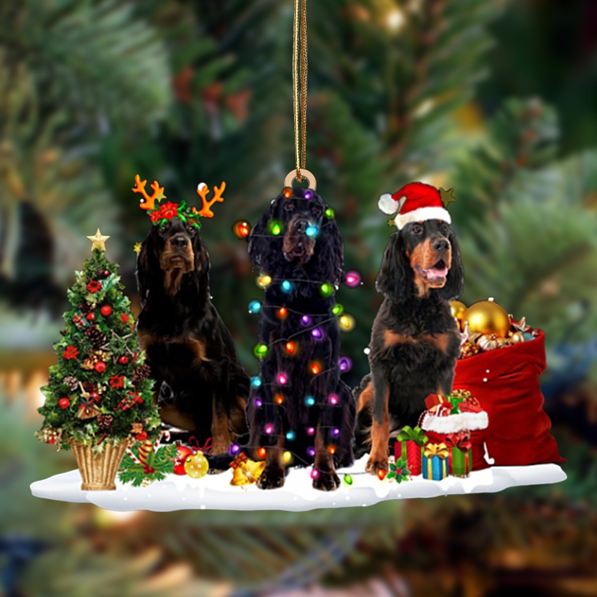 Ornament- Gordon Setter-Christmas Dog Friends Hanging Ornament, Happy Christmas Ornament, Car Ornament - Best gifts your whole family