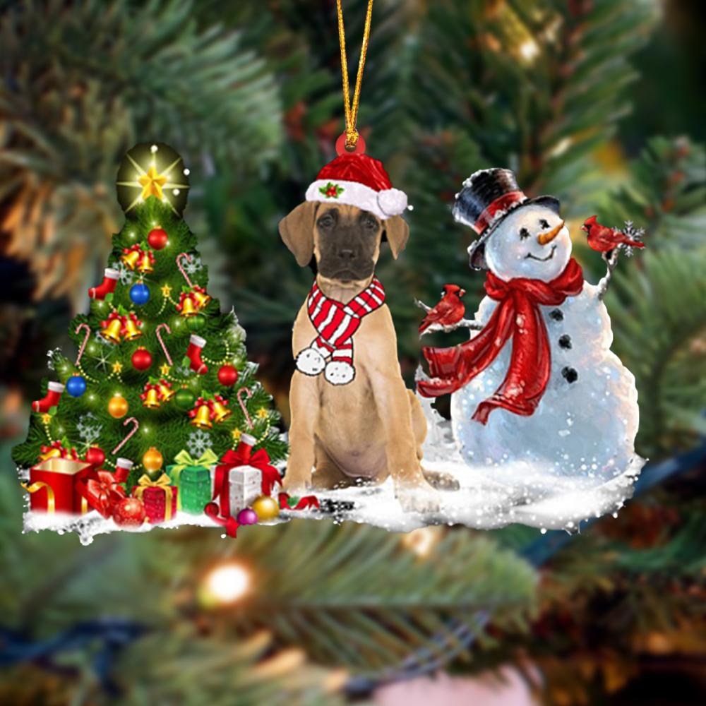 Ornament- Great Dane Christmas Snow Hanging Ornament Dog Ornament, Car Ornament, Christmas Ornament - Best gifts your whole family
