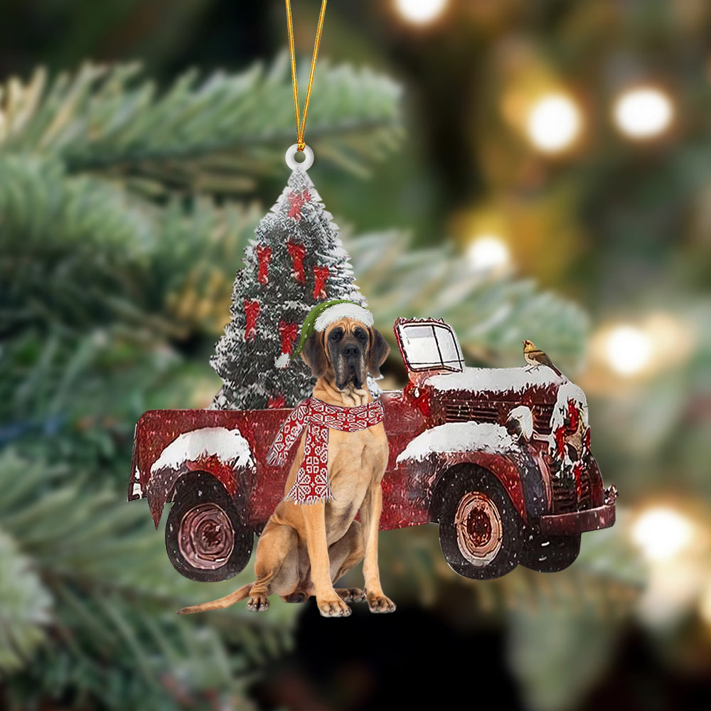 Ornament- Great Dane-Christmas Truck Two Sided Ornament, Happy Christmas Ornament, Car Ornament - Best gifts your whole family