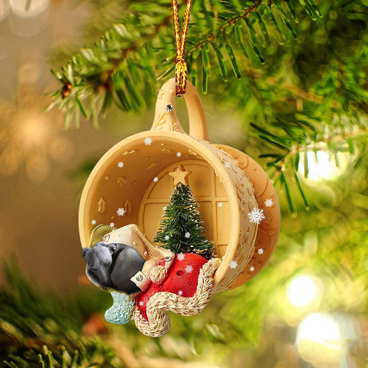 Ornament- Grey Hound Sleeping In A Cup Christmas Ornament Dog Ornament, Car Ornament, Christmas Ornament - Best gifts your whole family