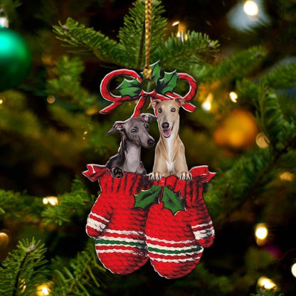 Ornament- Greyhound Inside Your Gloves Christmas Holiday-Two Sided Ornament, Christmas Ornament, Car Ornament - Best gifts your whole family