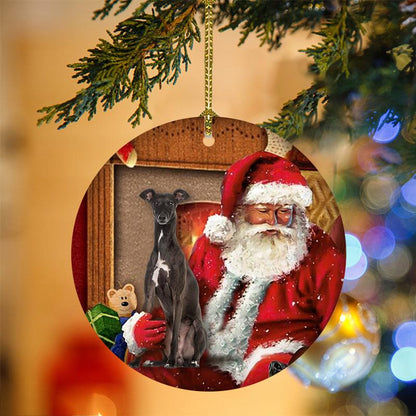 Ornament- Greyhounds With Santa Christmas Ornament, Happy Christmas Ornament, Car Ornament - Best gifts your whole family