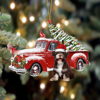 Ornament- Havanese-Cardinal & Truck Two Sided Ornament, Happy Christmas Ornament, Car Ornament - Best gifts your whole family