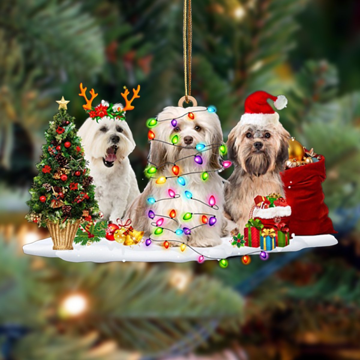 Ornament- Havanese-Christmas Dog Friends Hanging Ornament, Happy Christmas Ornament, Car Ornament - Best gifts your whole family