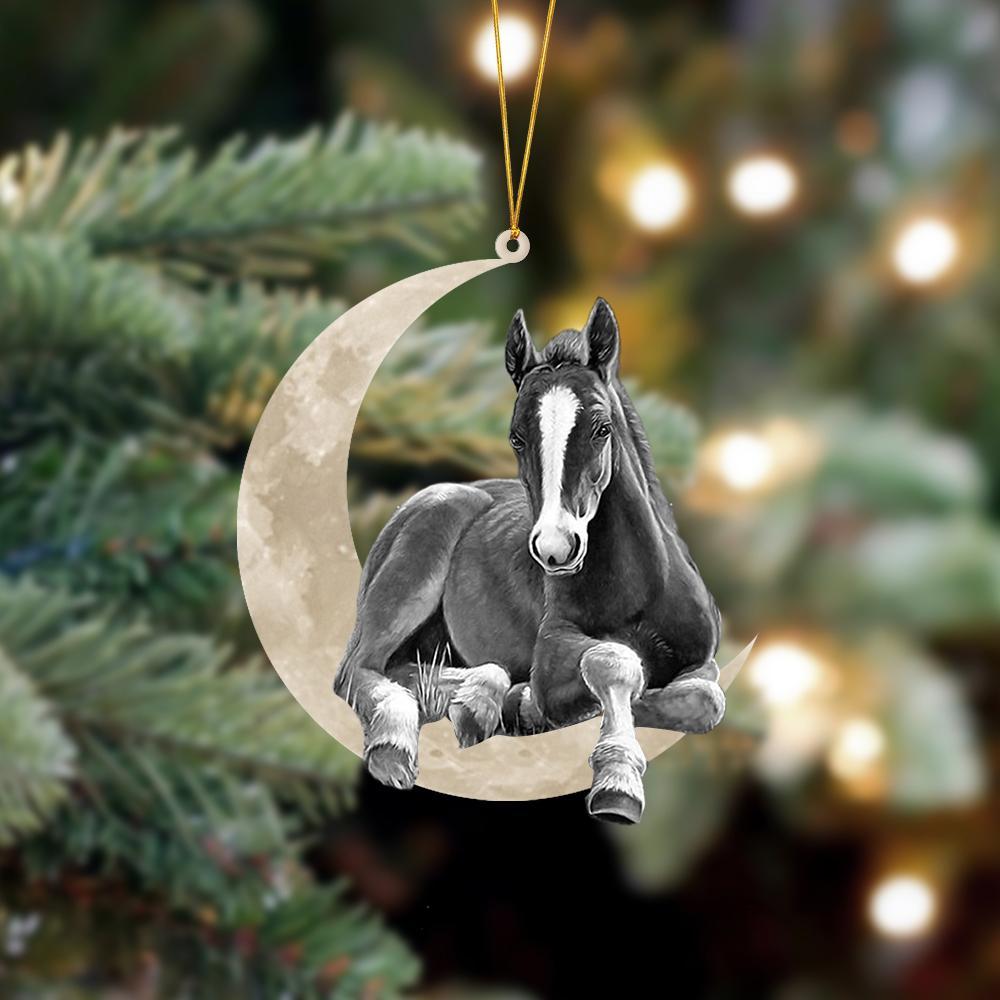 Ornament- Horse Sits On The Moon Hanging Ornament Dog Ornament, Car Ornament, Christmas Ornament - Best gifts your whole family