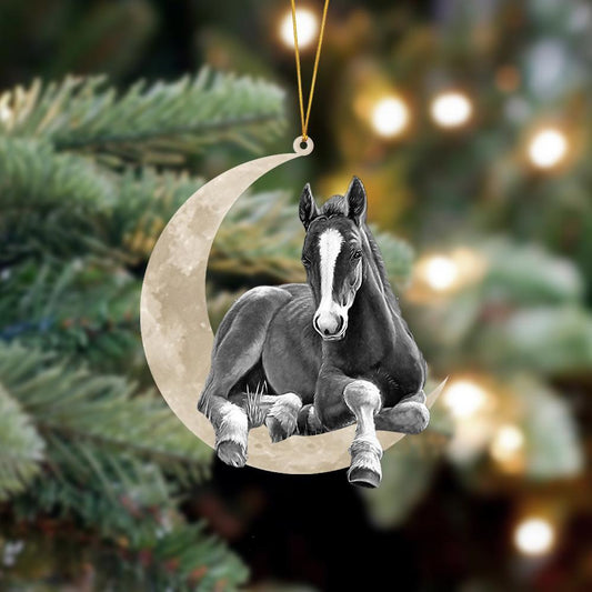 Ornament- Horse Sits On The Moon Hanging Ornament Dog Ornament, Car Ornament, Christmas Ornament - Best gifts your whole family