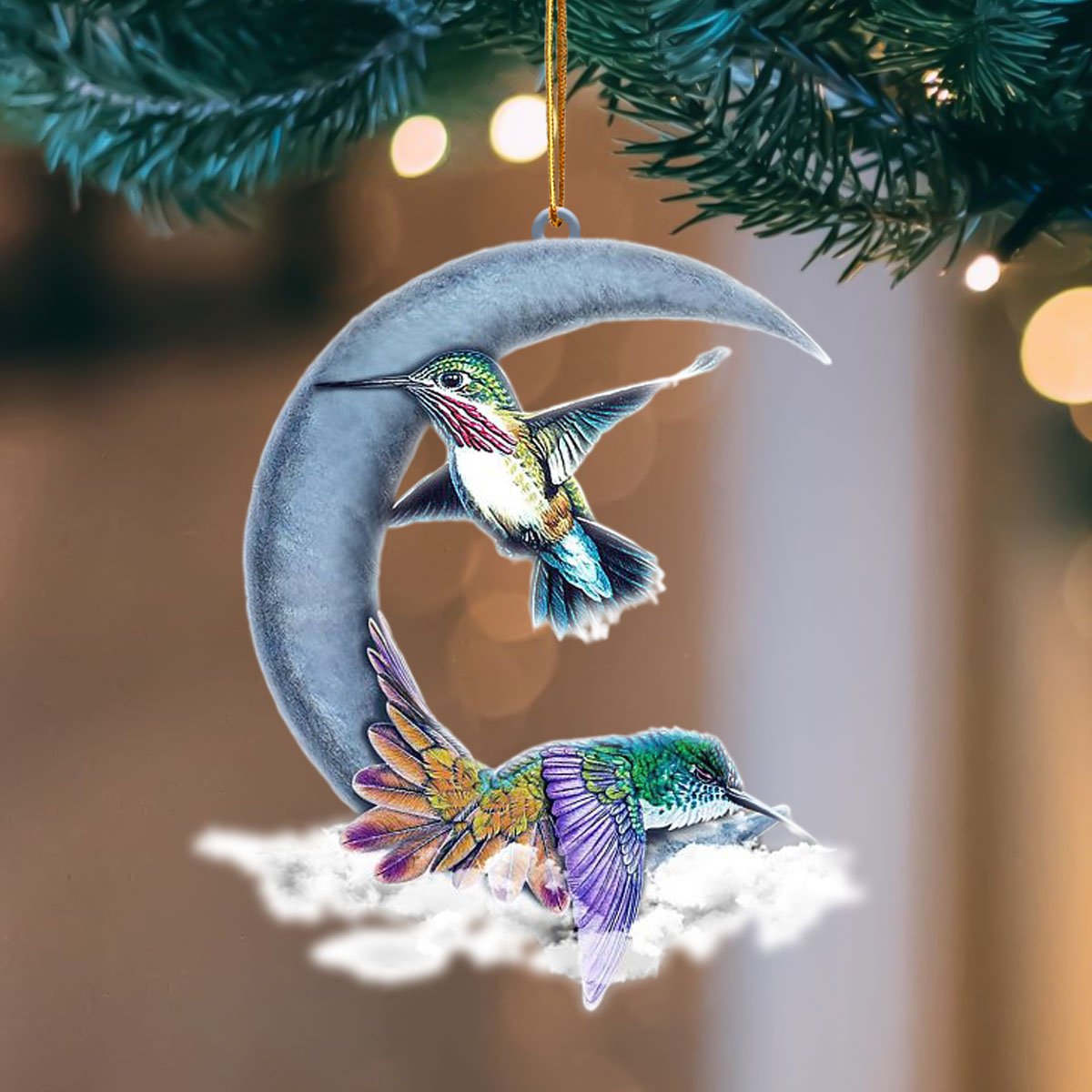 Ornament- Humming Bird Blue Moon Hanging Ornament Dog Ornament, Car Ornament, Christmas Ornament - Best gifts your whole family
