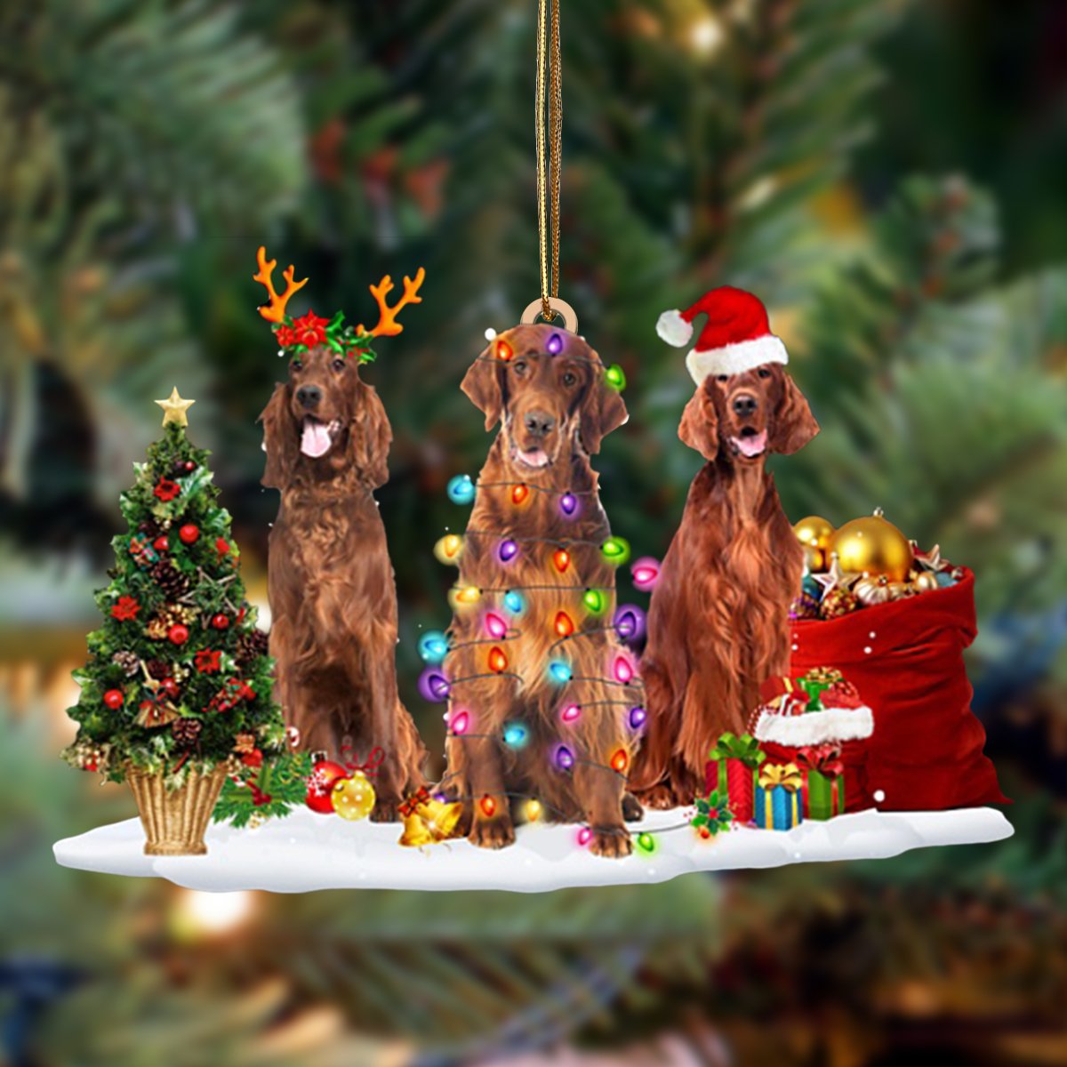 Ornament- Irish Setter-Christmas Dog Friends Hanging Ornament, Happy Christmas Ornament, Car Ornament - Best gifts your whole family