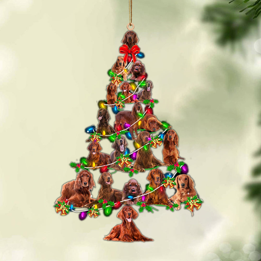 Ornament- Irish Setter-Christmas Tree Lights-Two Sided Ornament, Happy Christmas Ornament, Car Ornament - Best gifts your whole family