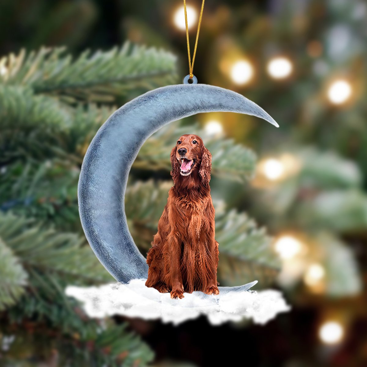 Ornament- Irish Setter Sits On The Moon Hanging Ornament Dog Ornament, Car Ornament, Christmas Ornament - Best gifts your whole family
