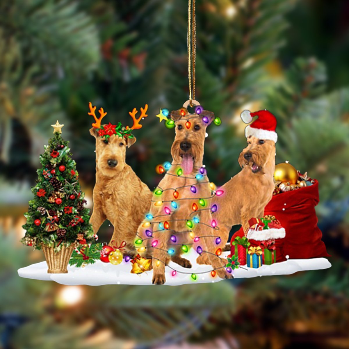 Ornament- Irish Terrier-Christmas Dog Friends Hanging Ornament, Happy Christmas Ornament, Car Ornament - Best gifts your whole family