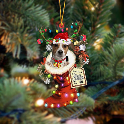 Ornament- Jack Russell Terrier 1-Xmas Boot-Two Sided Ornament, Happy Christmas Ornament, Car Ornament - Best gifts your whole family