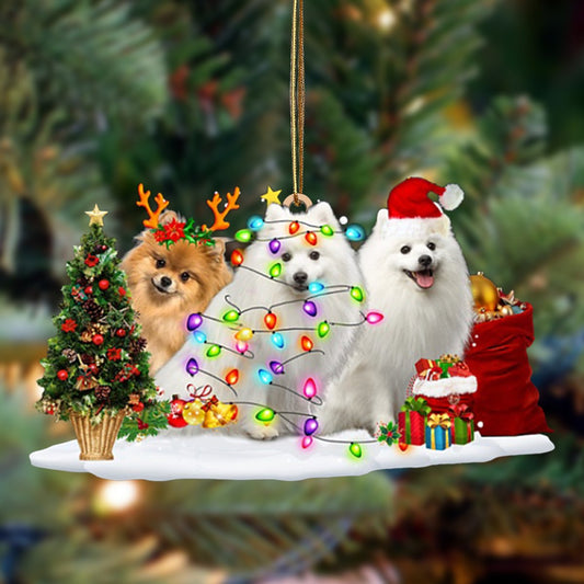 Ornament- Japanese Spitz-Christmas Dog Friends Hanging Ornament, Happy Christmas Ornament, Car Ornament - Best gifts your whole family