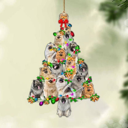 Ornament- Keeshond-Christmas Tree Lights-Two Sided Ornament, Happy Christmas Ornament, Car Ornament - Best gifts your whole family