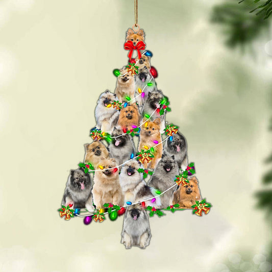 Ornament- Keeshond-Christmas Tree Lights-Two Sided Ornament, Happy Christmas Ornament, Car Ornament - Best gifts your whole family