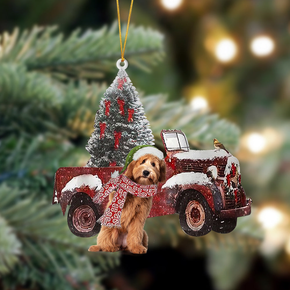 Ornament- Labradoodle 3-Christmas Truck Two Sided Ornament, Happy Christmas Ornament, Car Ornament - Best gifts your whole family